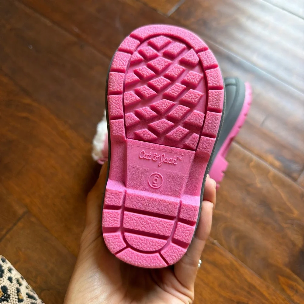 Cat & Jack Denver Pink Waterproof Snow Boots Faux Fur Trim Toddler Size 6 NEW